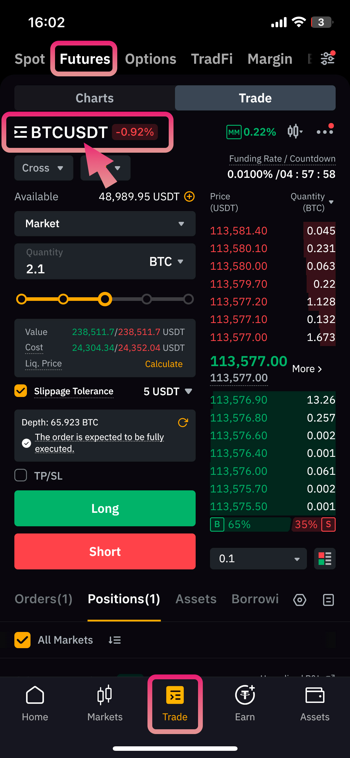 Open Trade Tab Screenshot